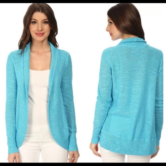 Lilly Pulitzer Aqua Blue Isle Cardigan XS sweater surf blue light open front - Picture 11 of 11